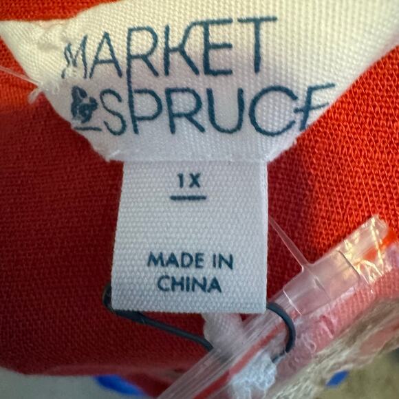 Market & Spruce Women Button Front Tank Top Red Stretch Rayon NWT Size 1X - Picture 7 of 8